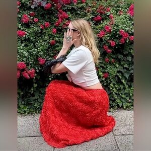 ZARA LONG TEXTURED SKIRT